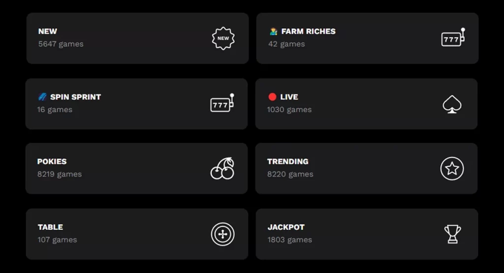 Tyoes of Games at Level Up Online Casino