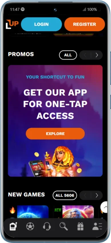 Level Up Casino App Download on Android Example