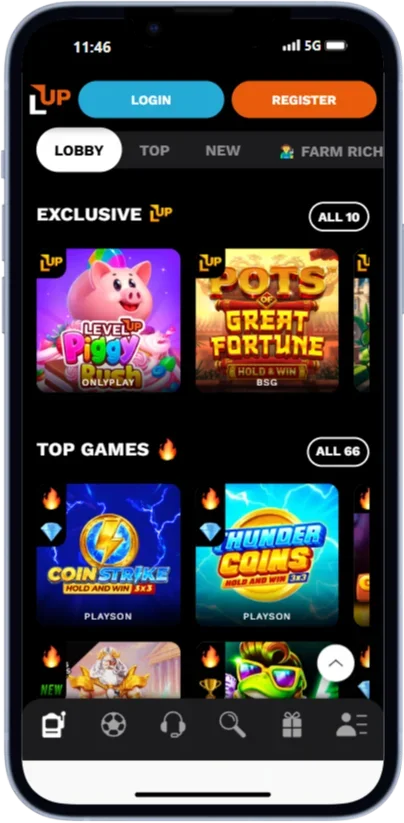 LeveUp Casino App on iOS