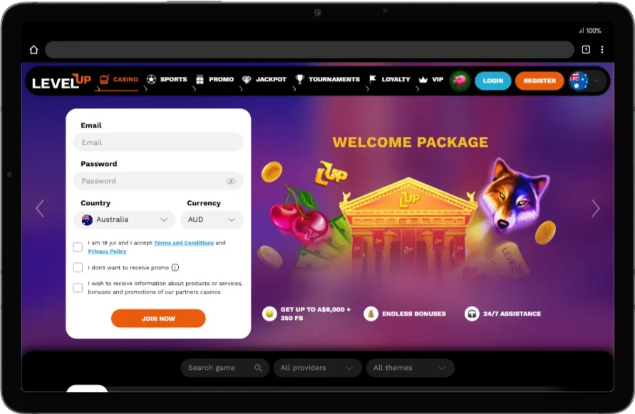 Level Up Casino Mobile App for Tablets
