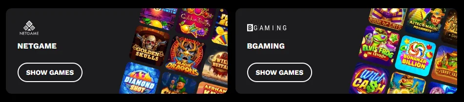 NetGame and BGaming Software Providers at Level Up Games Section