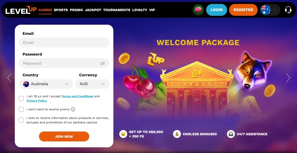 Level Up Casino Platform for Australian Region